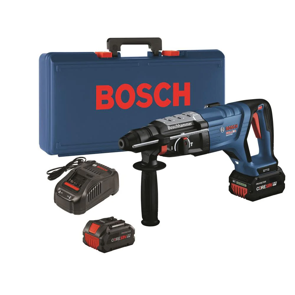 Bosch GBH18V-28DCK24 18V Brushless Connected-Ready SDS-plus Bulldog 1-1/8 In. Rotary Hammer Kit with (2) CORE18V 8.0 Ah PROFACTOR Performance Batteries - Mactool Shop
