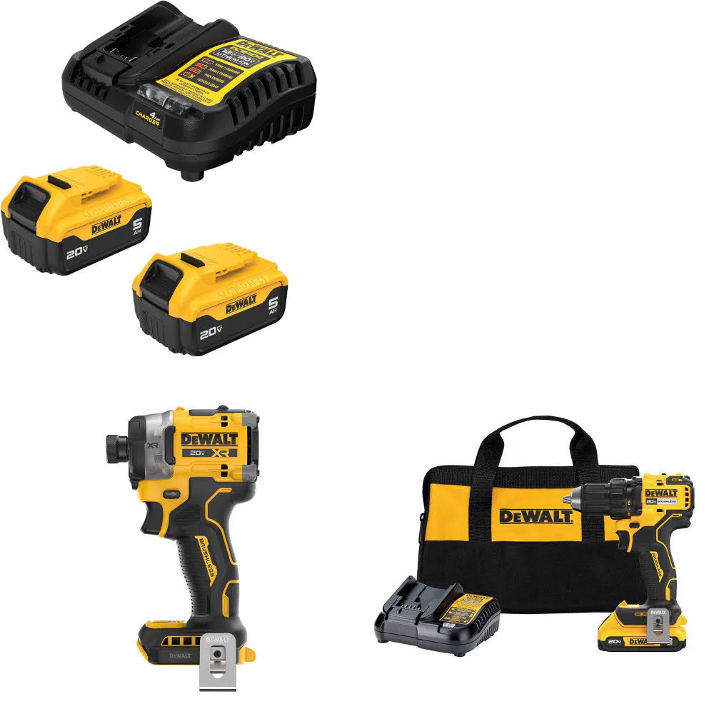 DeWalt DCB205-2C 20V MAX Starter Kit W/ DCF860B Impact Driver & Drill/Driver Kit - Mactool Shop