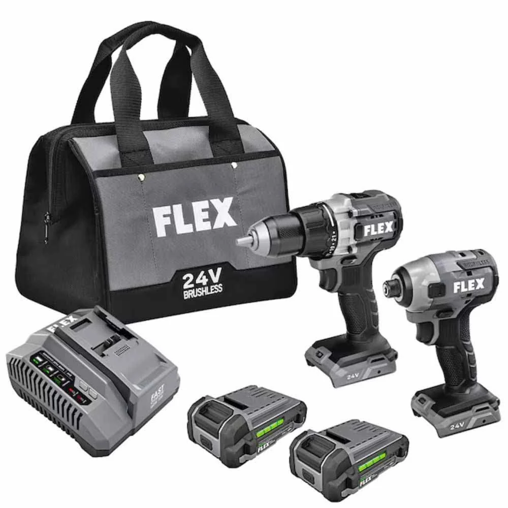 Flex FXM201-2A 24V Brushless 2 Tool Combo Kit Drill Driver and Impact Driver - Mactool Shop