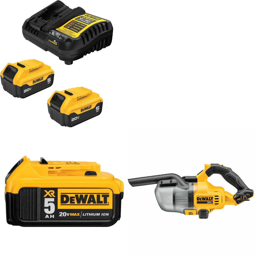DeWalt DCB205-2C 20V Max Starter Kit W/ DCB205 20V Battery Pack & Vacuum, Bare - Mactool Shop