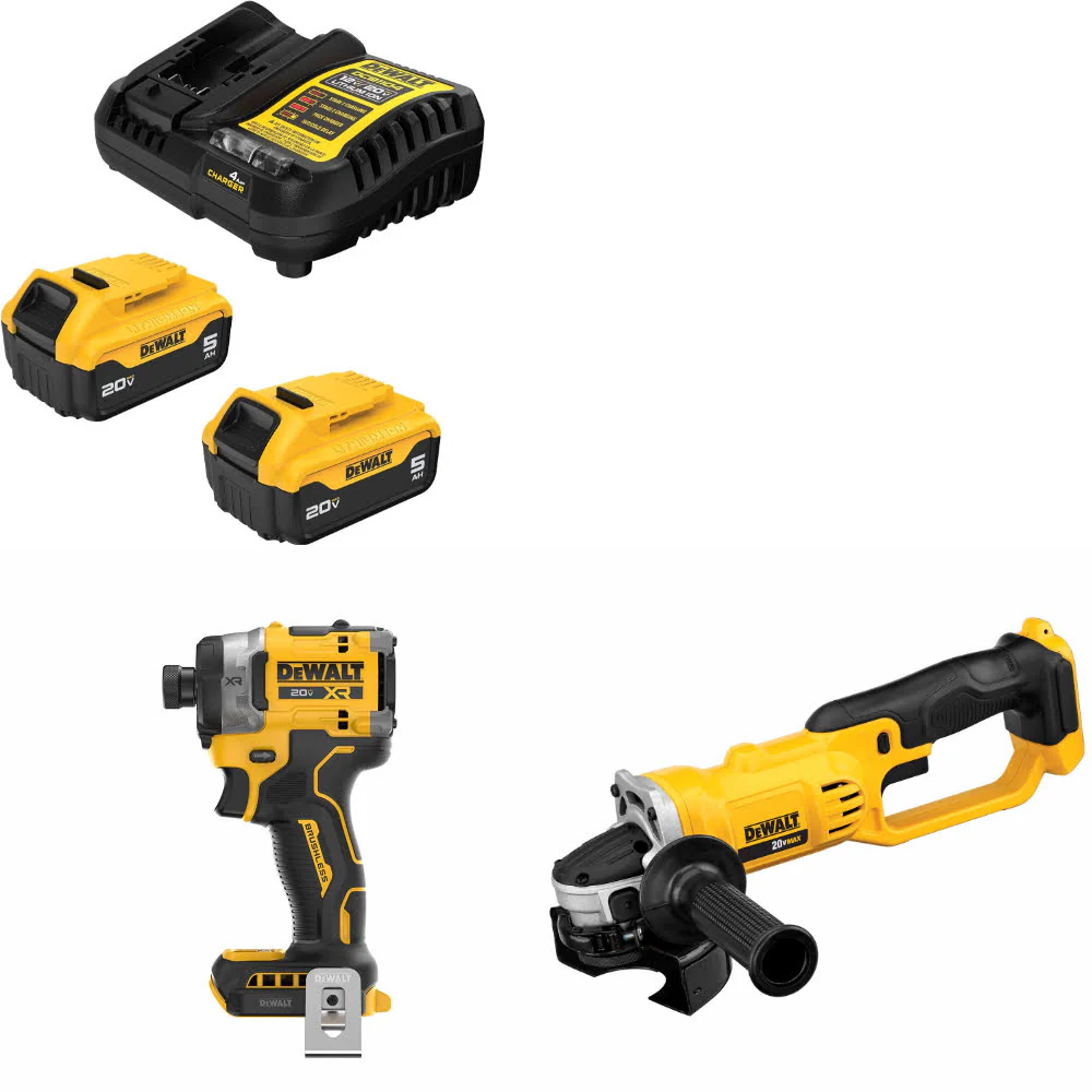 DeWalt DCB205-2C 20V Starter Kit W/ DCF860B 20V Impact Driver & Cut-Off Tool - Mactool Shop