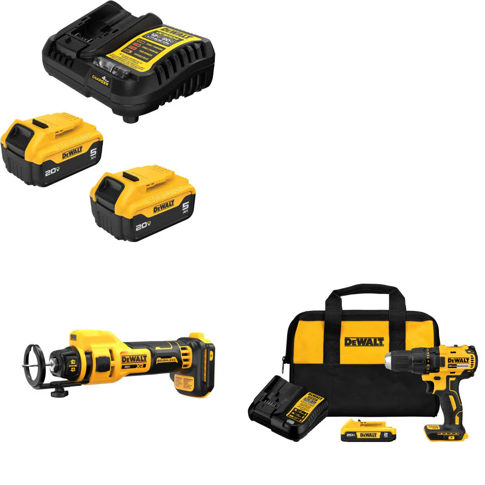 DeWalt DCB205-2C 20V Starter Kit W/ DCE555B 20V Cut-Out Tool & Drill/Driver Kit - Mactool Shop