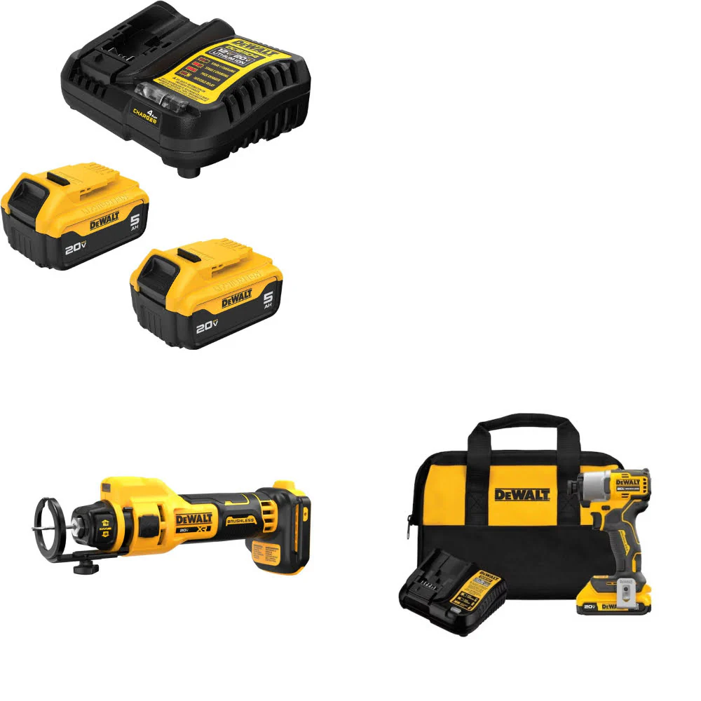 DeWalt DCB205-2C 20V Starter Kit W/ DCE555B 20V Cut-Out Tool & Impact Driver Kit - Mactool Shop
