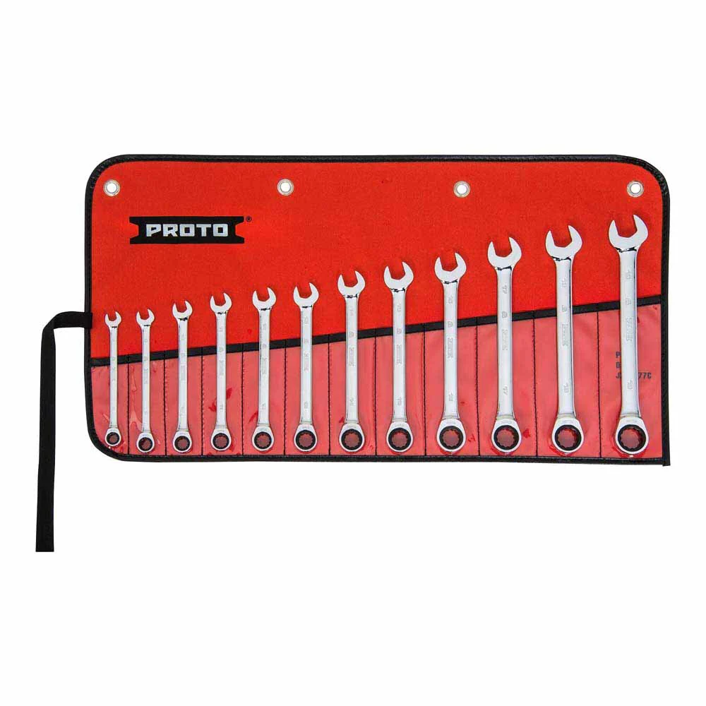 Proto JSCRMT-12S 12 Piece Non-Reversible Ratcheting Combination Wrench Set - Mactool Shop