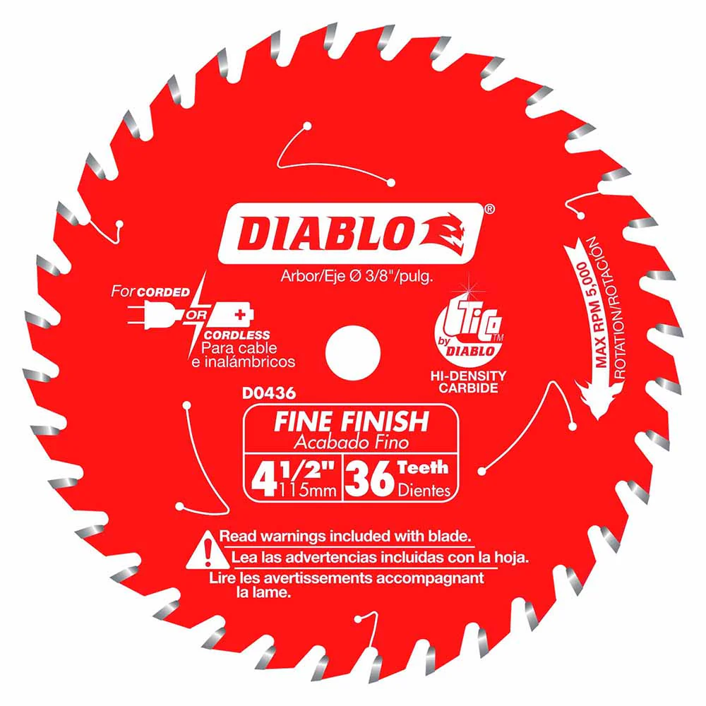 Diablo D0436X 4-1/2-Inch 36 Tooth ATB Cordless Trim Saw Blade with 20-Millimeter Arbor and 3/8-Inch Reducer Bushing - Mactool Shop