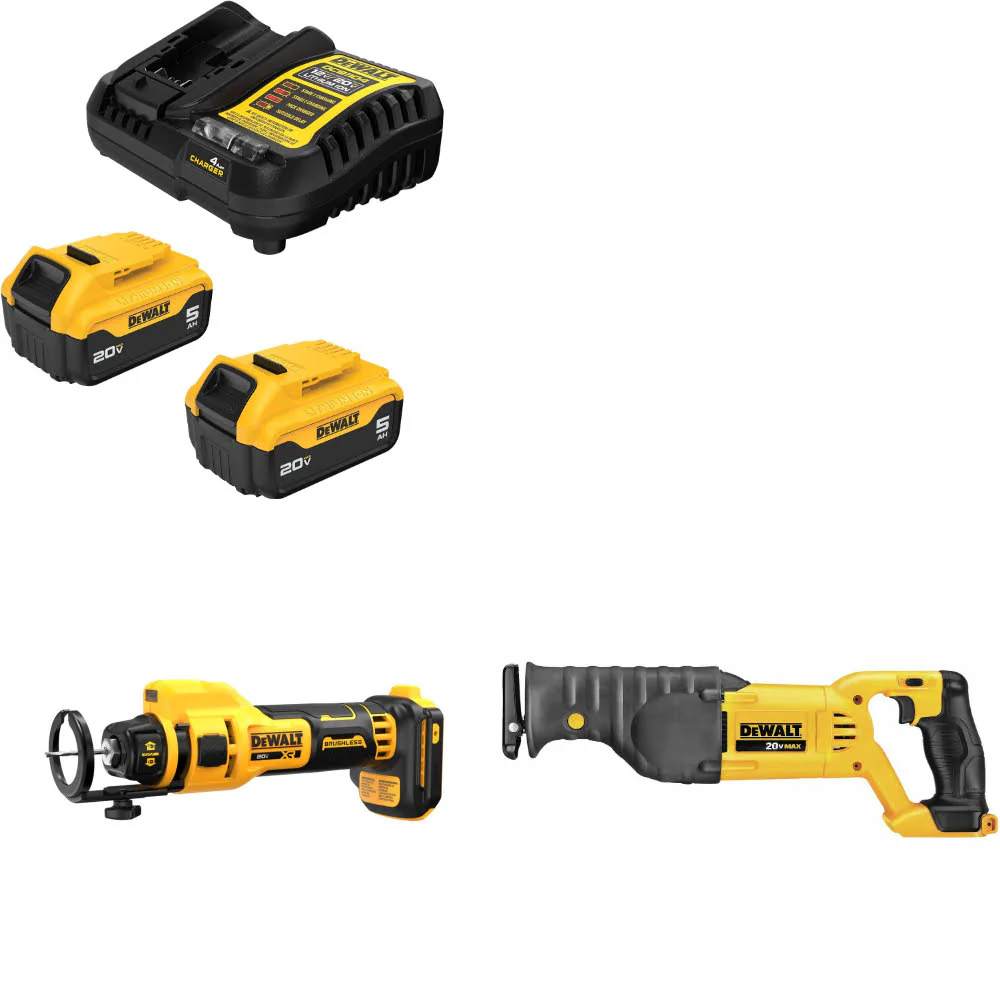 DeWalt DCB205-2C 20V Max Starter Kit W/ DCE555B 20V Cut-Out Tool & Recip Saw - Mactool Shop