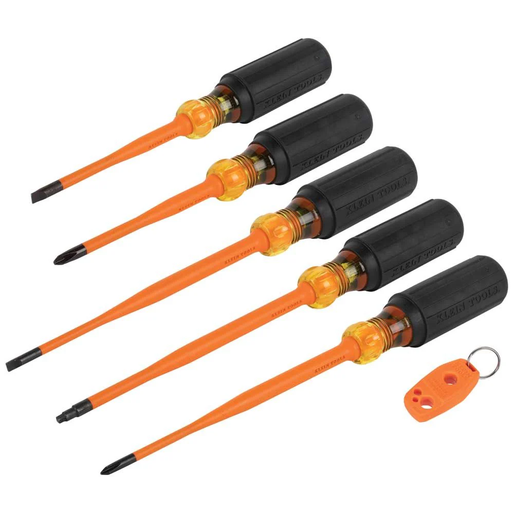 Klein 33736INS Screwdriver Set, 1000V Slim-Tip Insulated and Magnetizer, 6-Piece - Mactool Shop