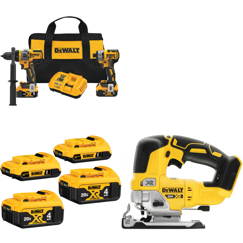 DeWalt DCK2100P2 20V 2-Tool Combo Kit W/ DCB324-4 20V Battery-4Pk & FREE Jig Saw - Mactool Shop