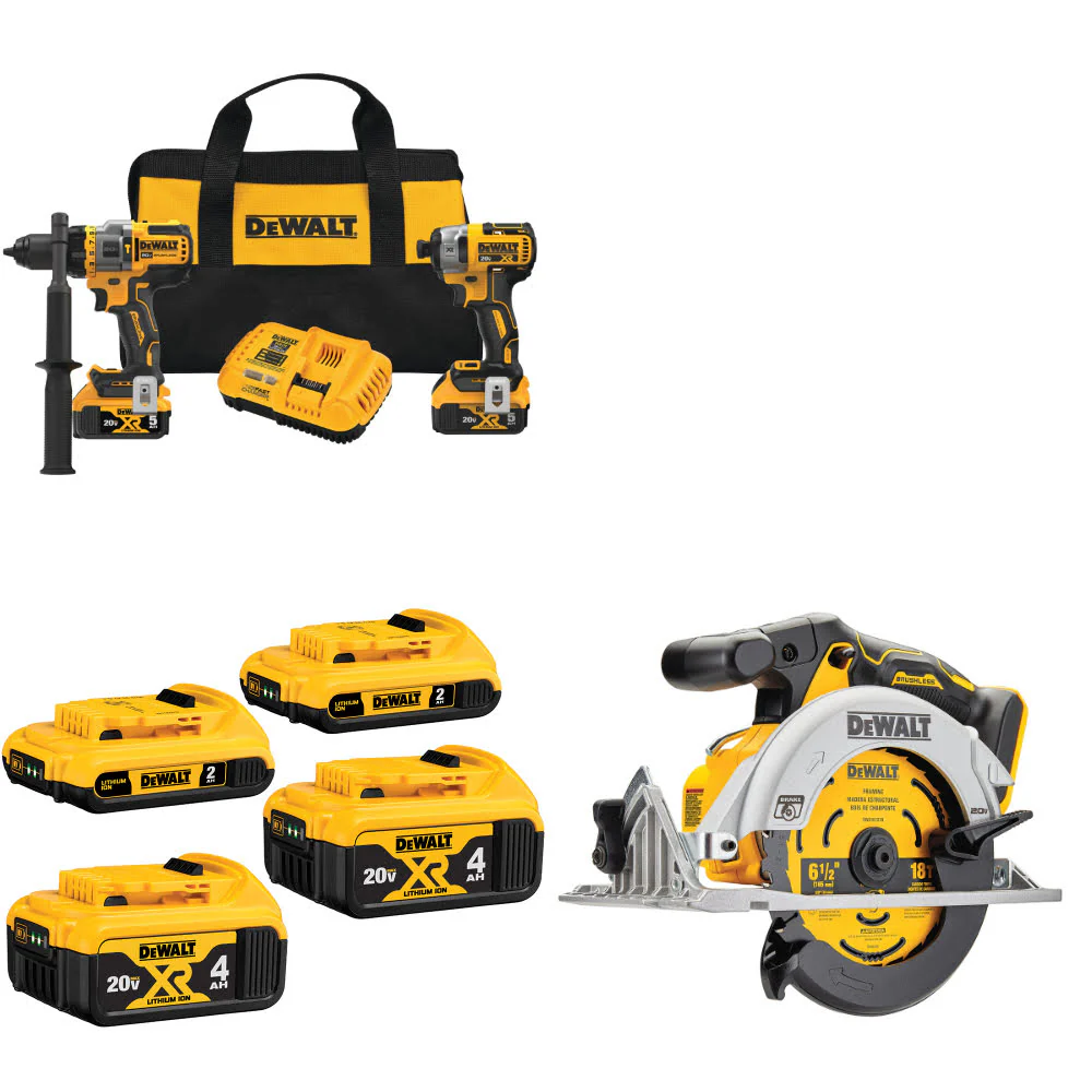 DeWalt DCK2100P2 20V 2-Tool Combo Kit W/ DCB324-4 Battery-4Pk & FREE Circ Saw - Mactool Shop