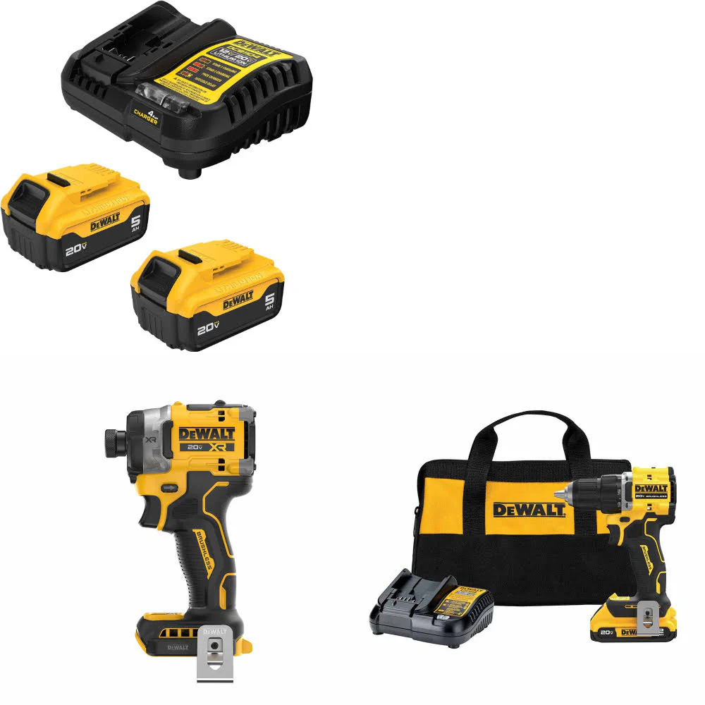 DeWalt DCB205-2C 20V MAX Starter Kit W/ DCF860B Impact Driver & Drill/Driver Kit - Mactool Shop