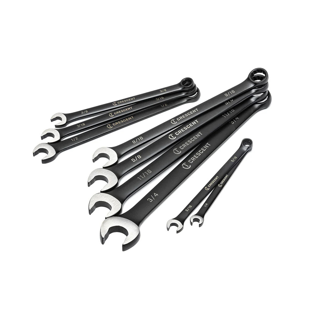 Crescent CCWS9BS 9pc X10 12 Point Long Pattern Combination SAE Wrench Set - Mactool Shop