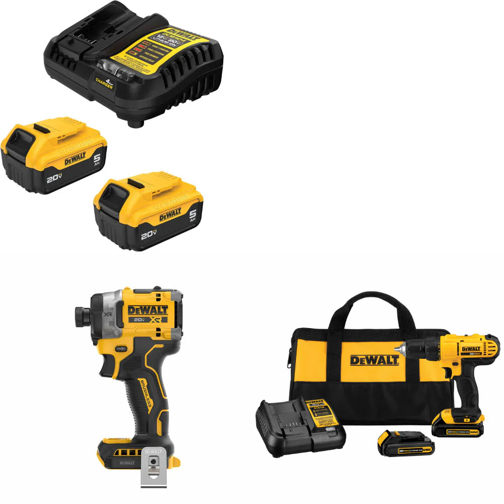DeWalt DCB205-2C 20V MAX Starter Kit W/ DCF860B Impact Driver & Drill/Driver Kit - Mactool Shop