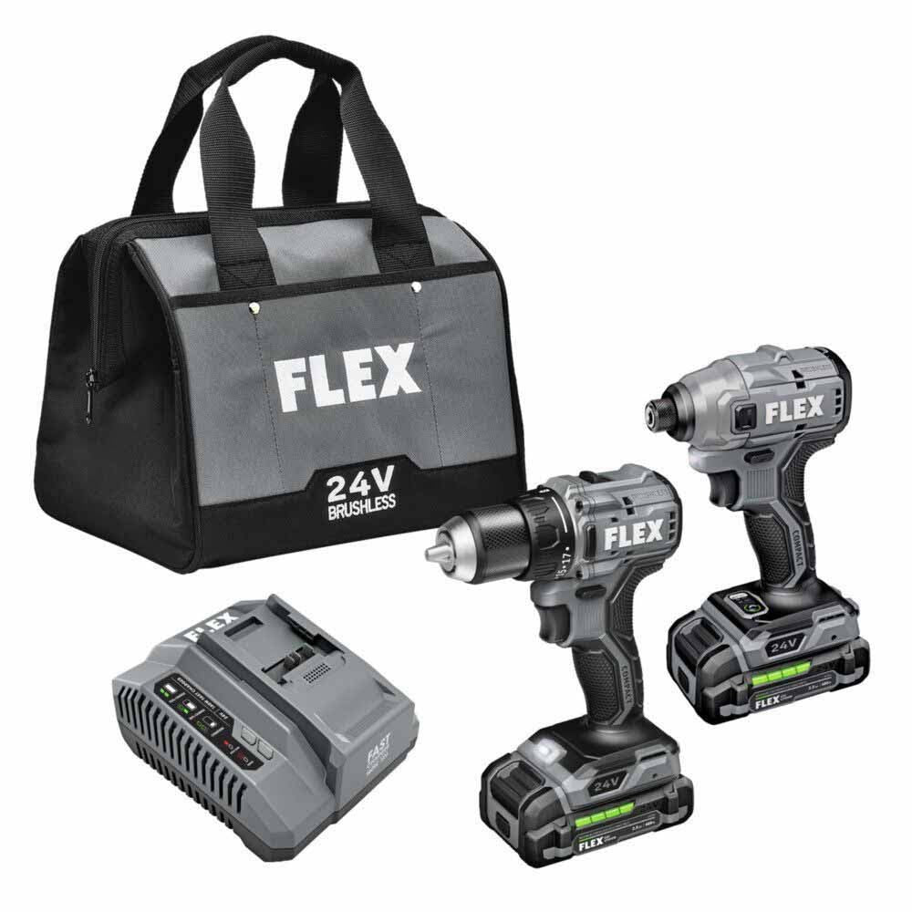 Flex FXM205-2A 2 Tool Combo Kit, Compact Drill Driver and Compact Impact Driver - Mactool Shop