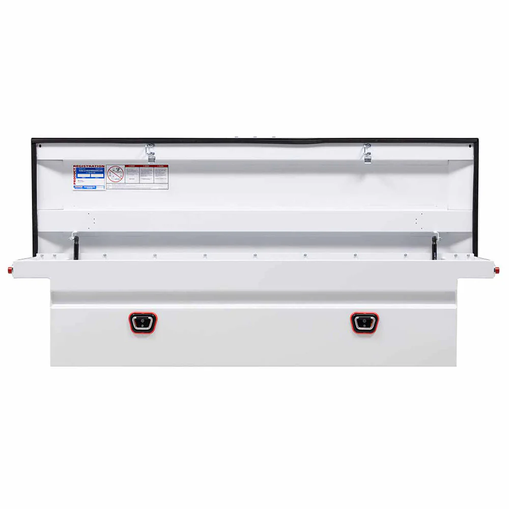 Weather Guard 120-3-03 Model 120-3-03 Saddle Box, Steel, Full Low Profile, White, 10.6 Cu. Ft. - Mactool Shop