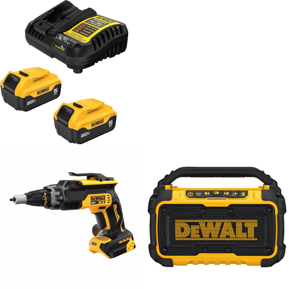 DeWalt DCB205-2C 20V Max Starter Kit W/ DCF630B 20V Screwgun & 12V/20V Speaker - Mactool Shop