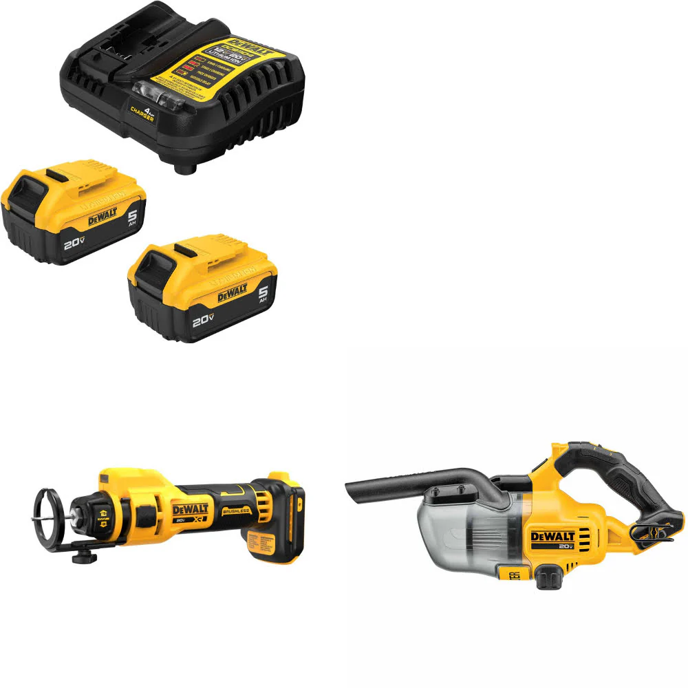 DeWalt DCB205-2C 20V Max Starter Kit W/ DCE555B 20V Cut-Out Tool & Vacuum, Bare - Mactool Shop