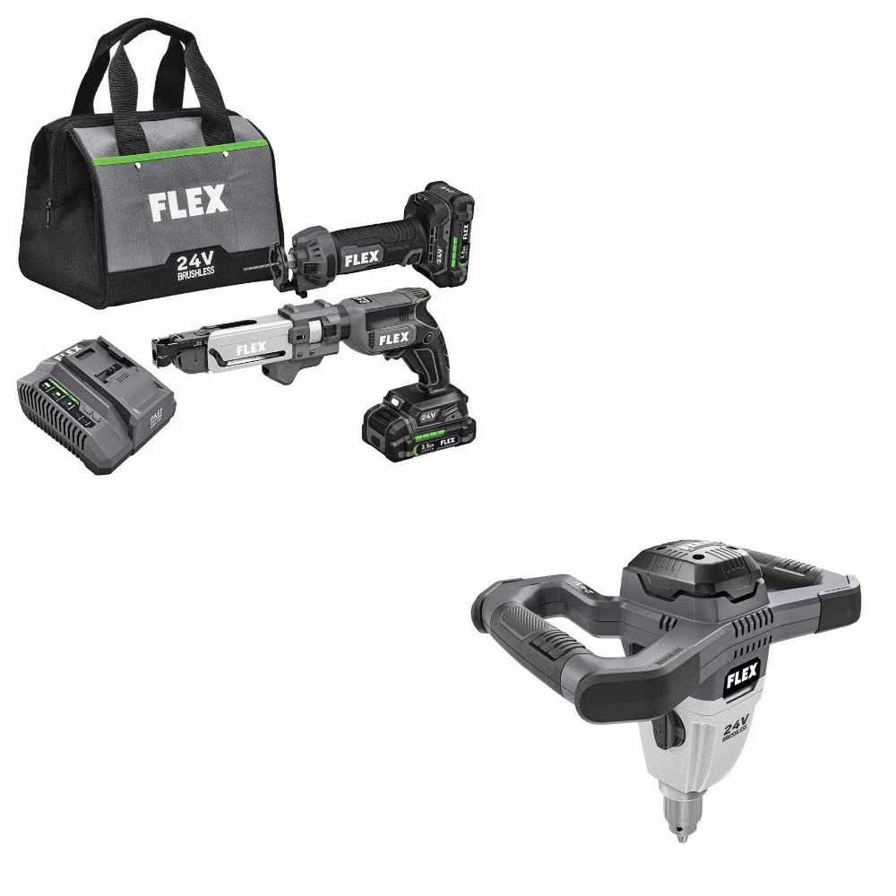 Flex FXM203-2A 24V Brushless 2-Tool Combo Kit W/ FREE FX6151-Z 24V Mixer, Bare - Mactool Shop