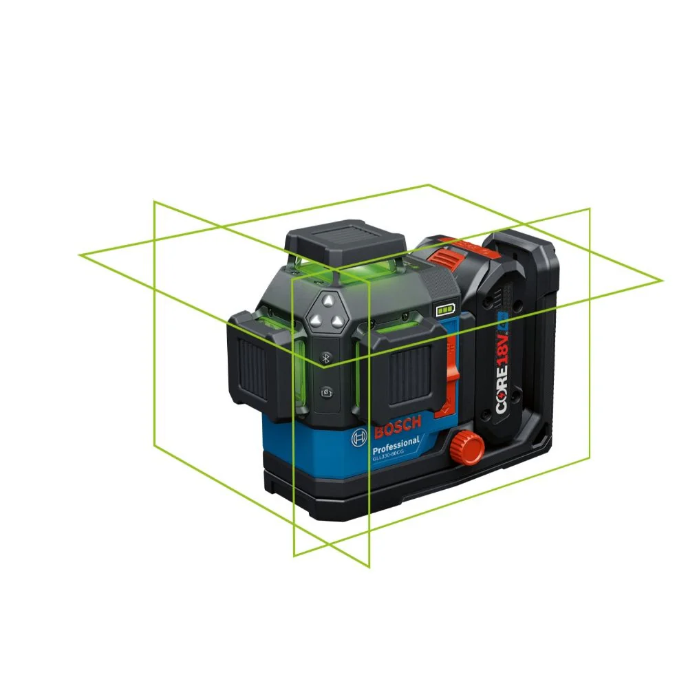 Bosch GLL330-80CGL 18V 360 Degree Connected Green-Beam Three-Plane Leveling and Alignment Laser with (1) 4 Ah Battery - Mactool Shop
