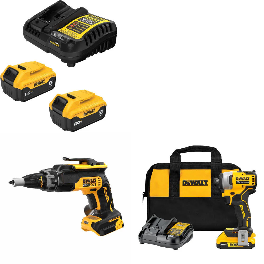 DeWalt DCB205-2C 20V Max Starter Kit W/ DCF630B 20V Screwgun & Impact Driver Kit - Mactool Shop