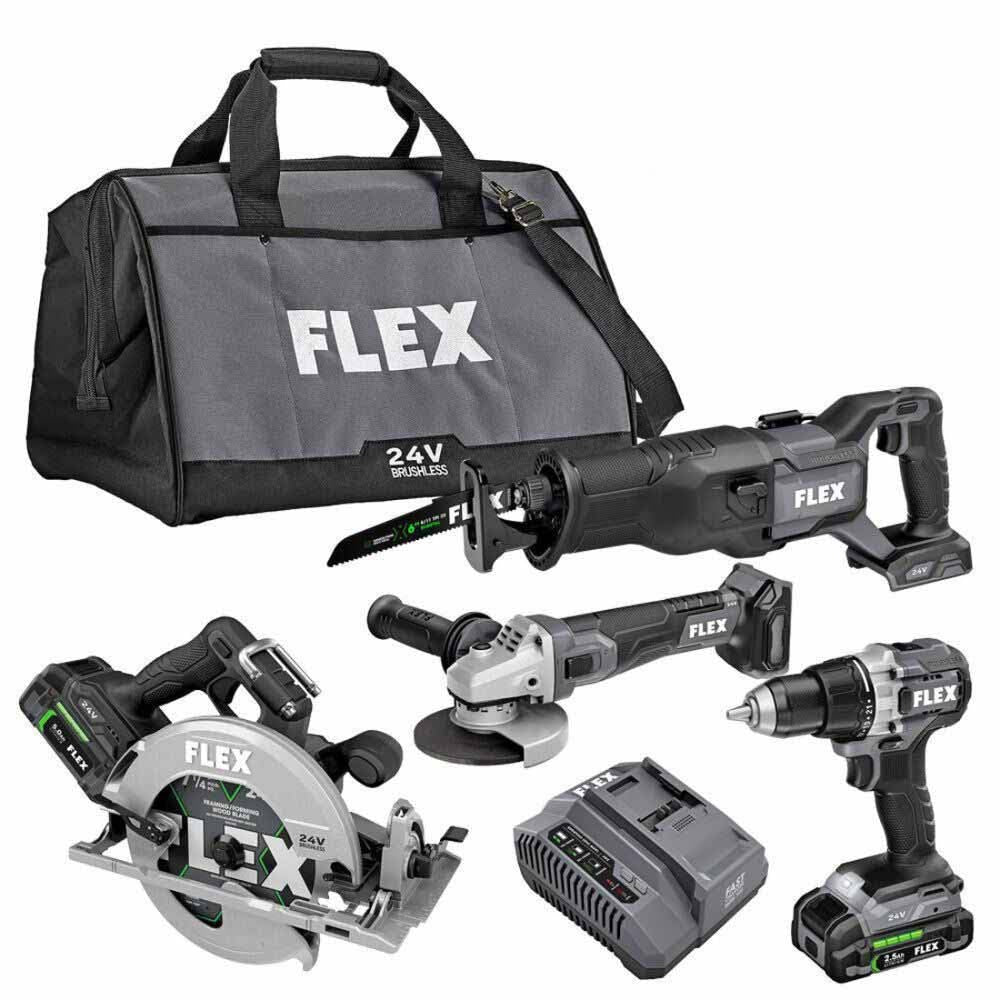 Flex FXM402-2B 24V Brushless 4 Tool Combo Kit 7-1/4