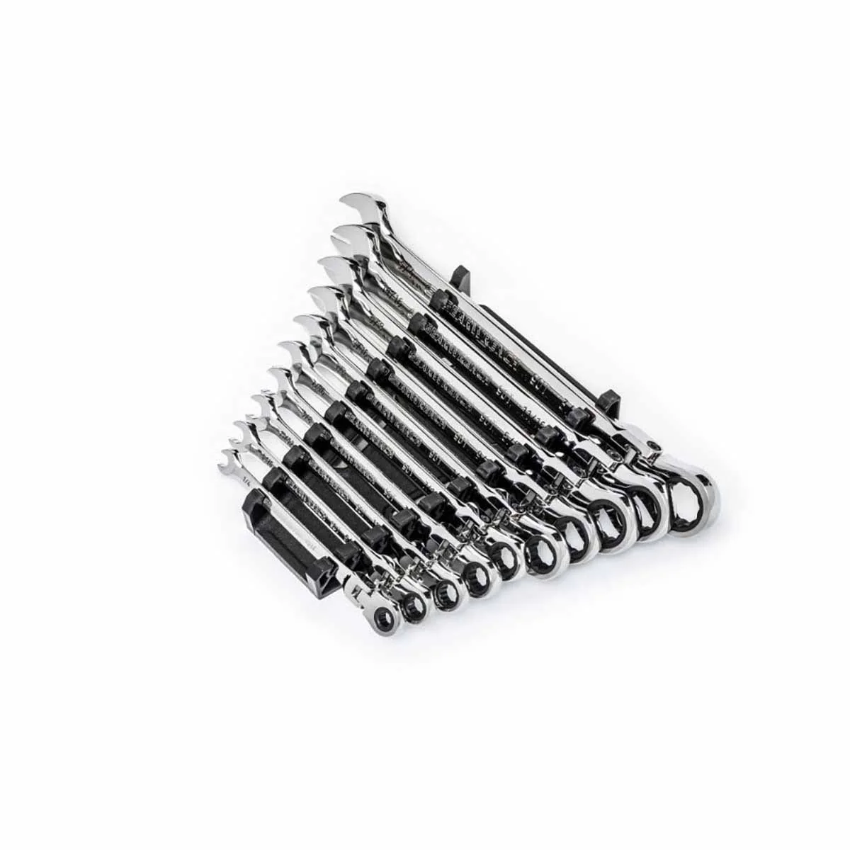 GearWrench 86758 10 Pc. 90-Tooth 12 Point Flex Head Ratcheting Combination SAE Wrench Set - Mactool Shop
