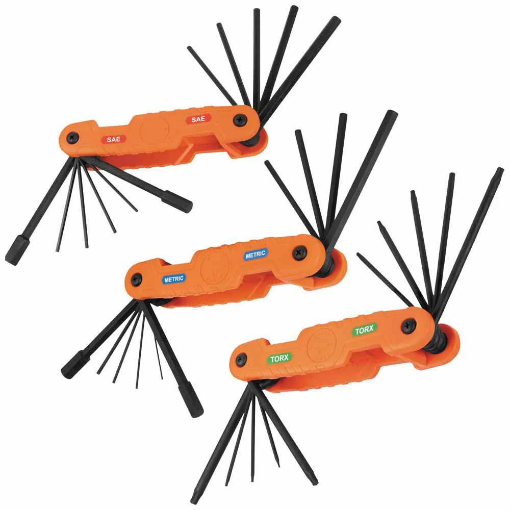 Klein 70553 Pro Folding Hex Key Set, 31-Key, SAE, Metric, TORX Sizes, 3-Piece - Mactool Shop