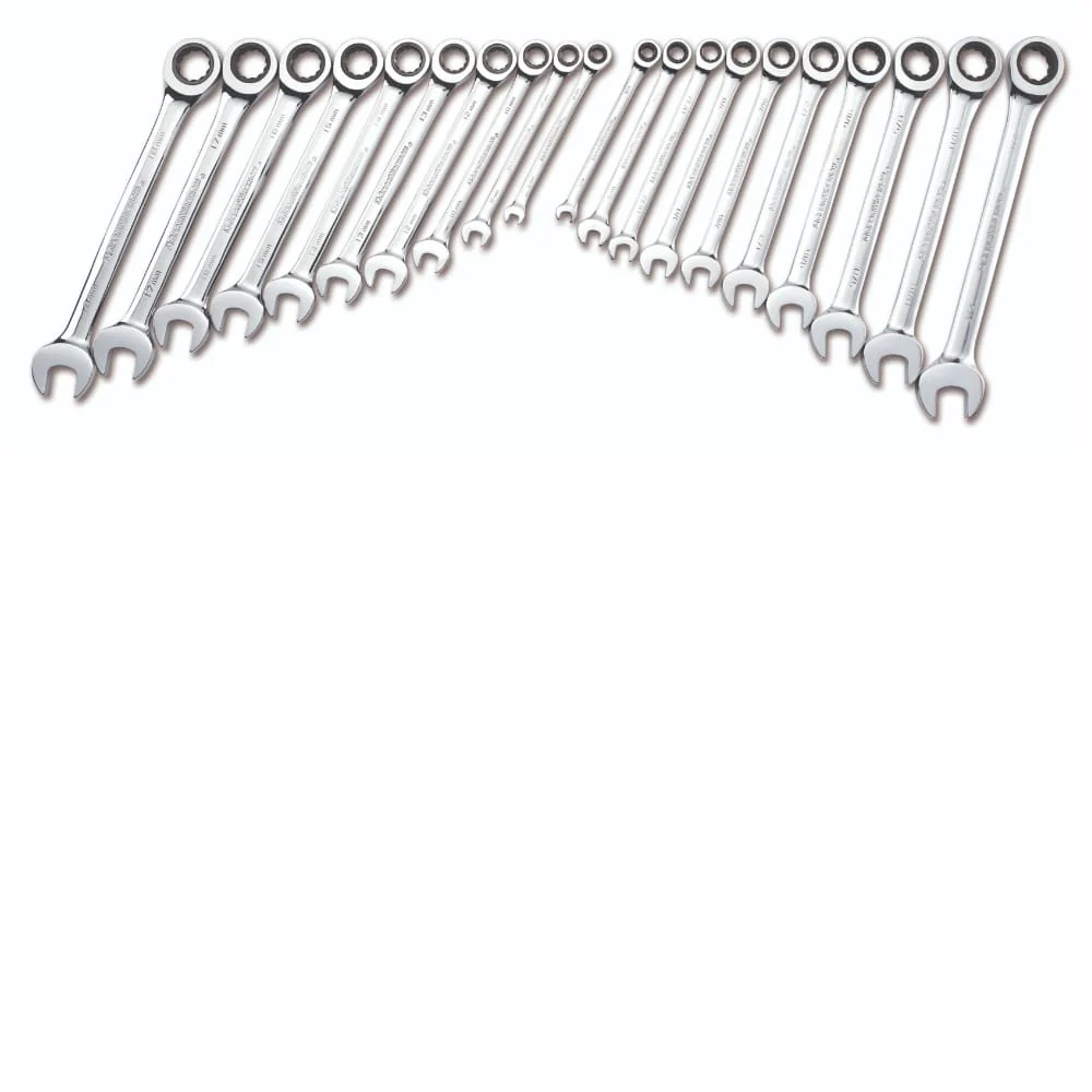GearWrench 35720-06 20-Piece Set 12-Point Standard (SAE) and Metric Combination Ratchet Wrench Set - Mactool Shop
