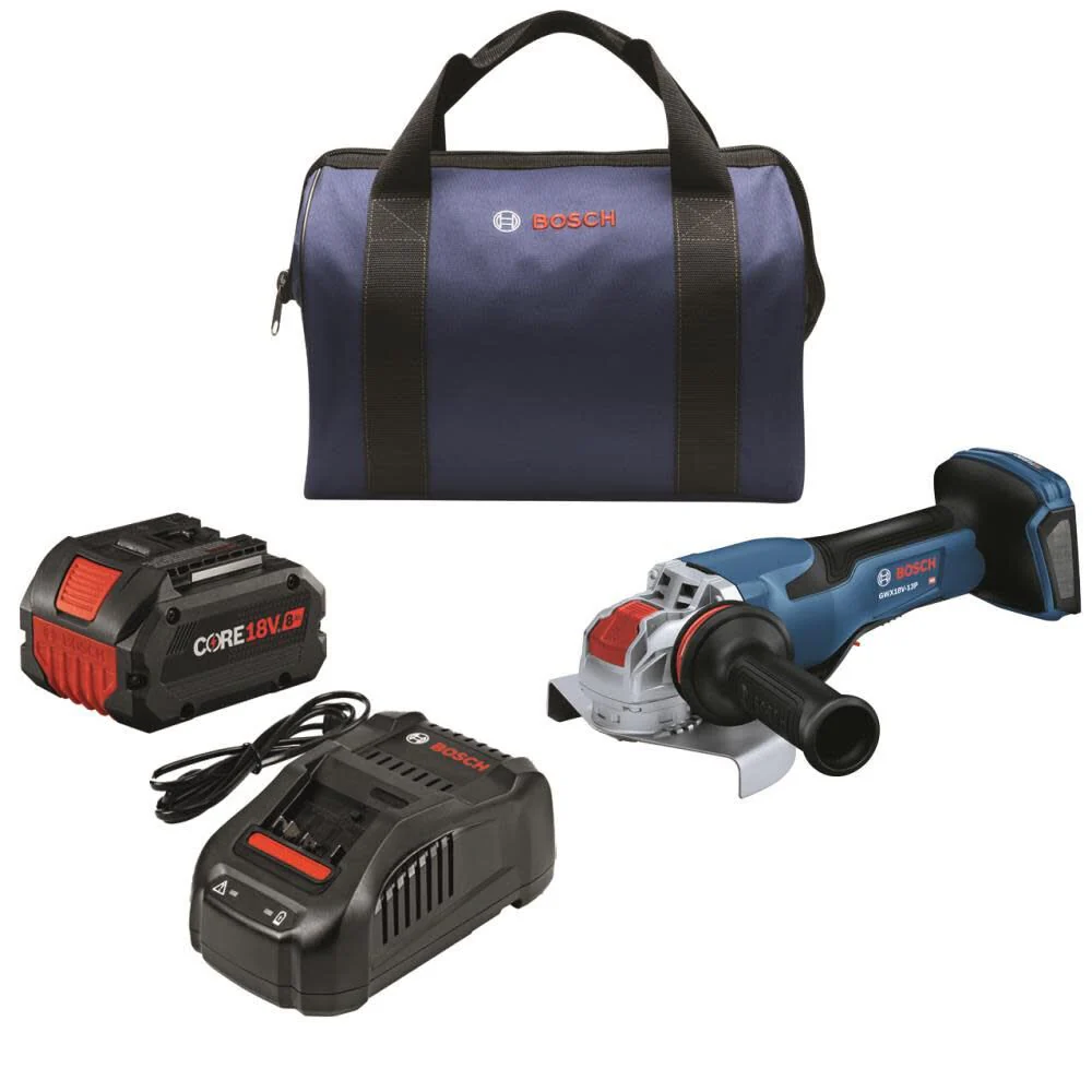 Bosch GWX18V-13PB14 PROFACTOR 18V X-LOCK 5 – 6 In. Angle Grinder with Paddle Switch and (1) CORE18V 8.0 Ah High Power Battery - Mactool Shop