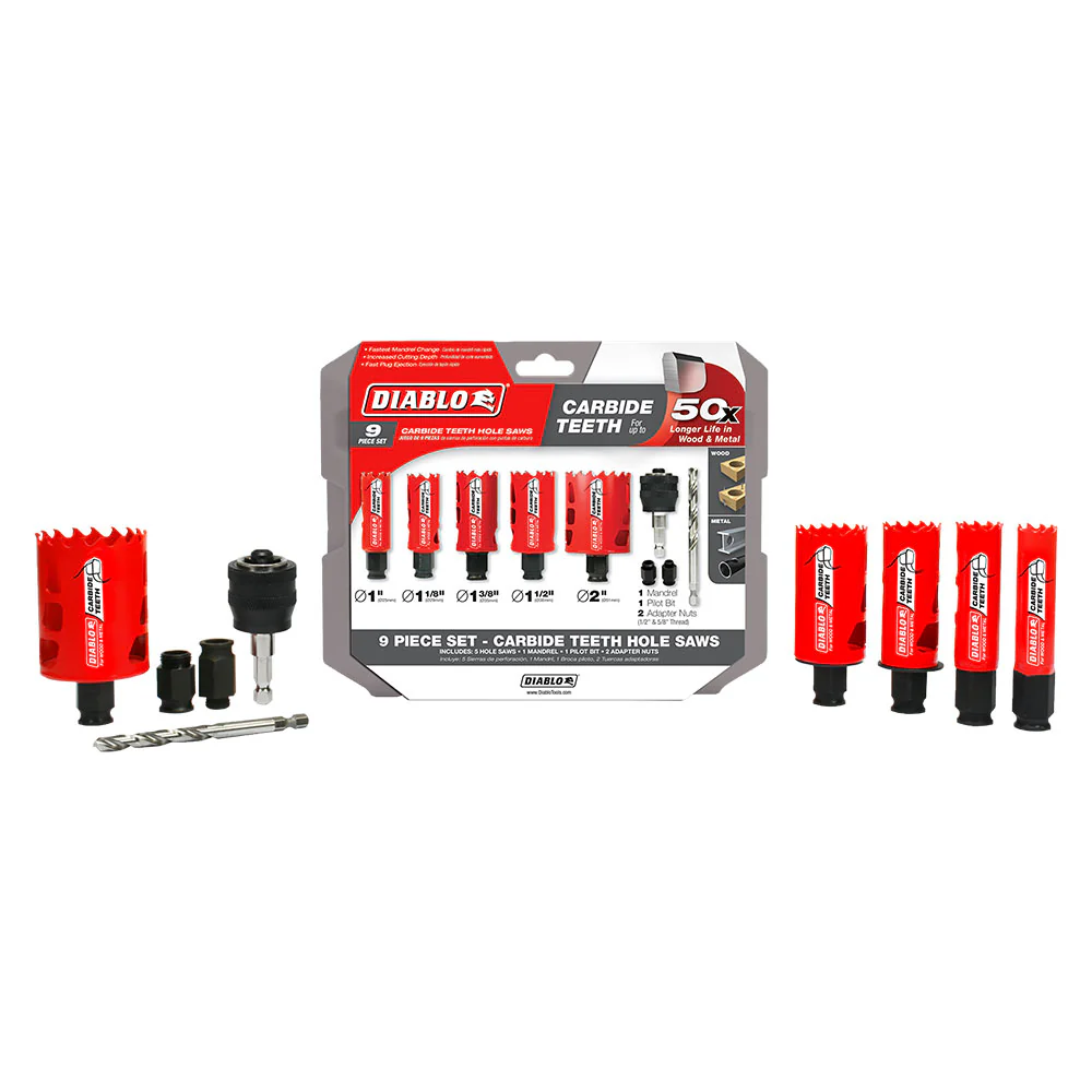 Diablo DHS09SGPCT 9 Pc Carbide General Purpose Hole Saw Set - Mactool Shop
