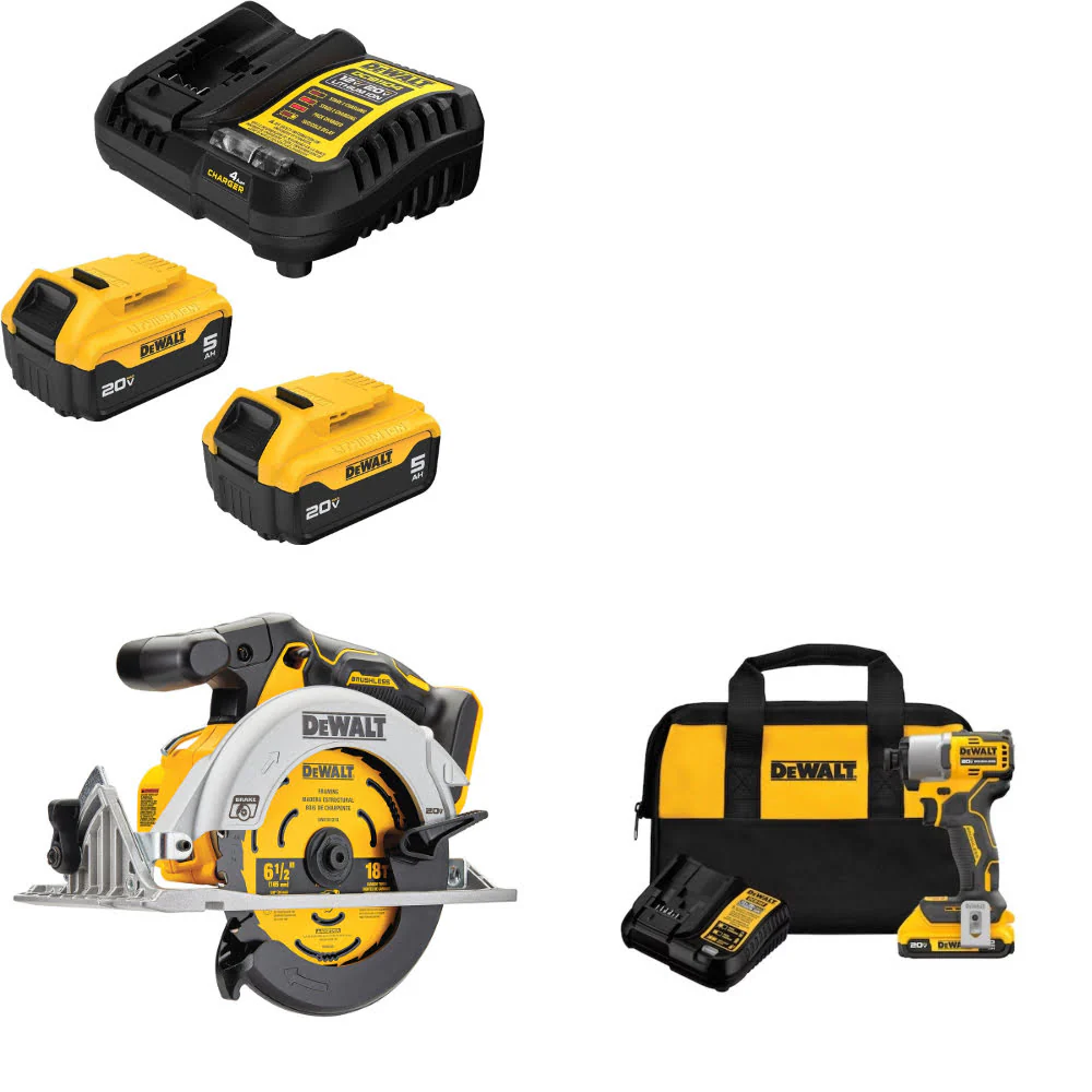 DeWalt DCB205-2C 20V MAX Starter Kit W/ DCS565B 20V Circ Saw & Impact Driver Kit - Mactool Shop