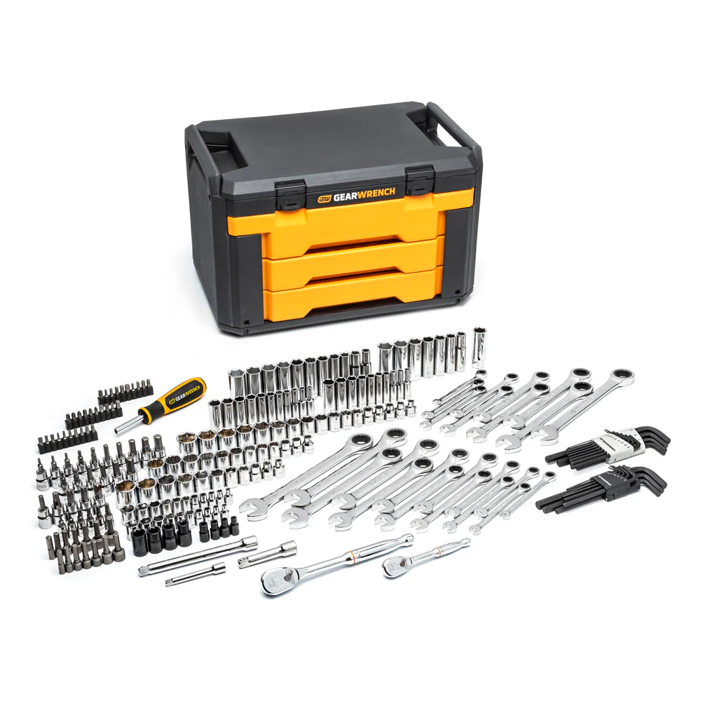 GearWrench 80944 232 Pc. Mechanics Tool Set in 3 Drawer Storage Box - Mactool Shop
