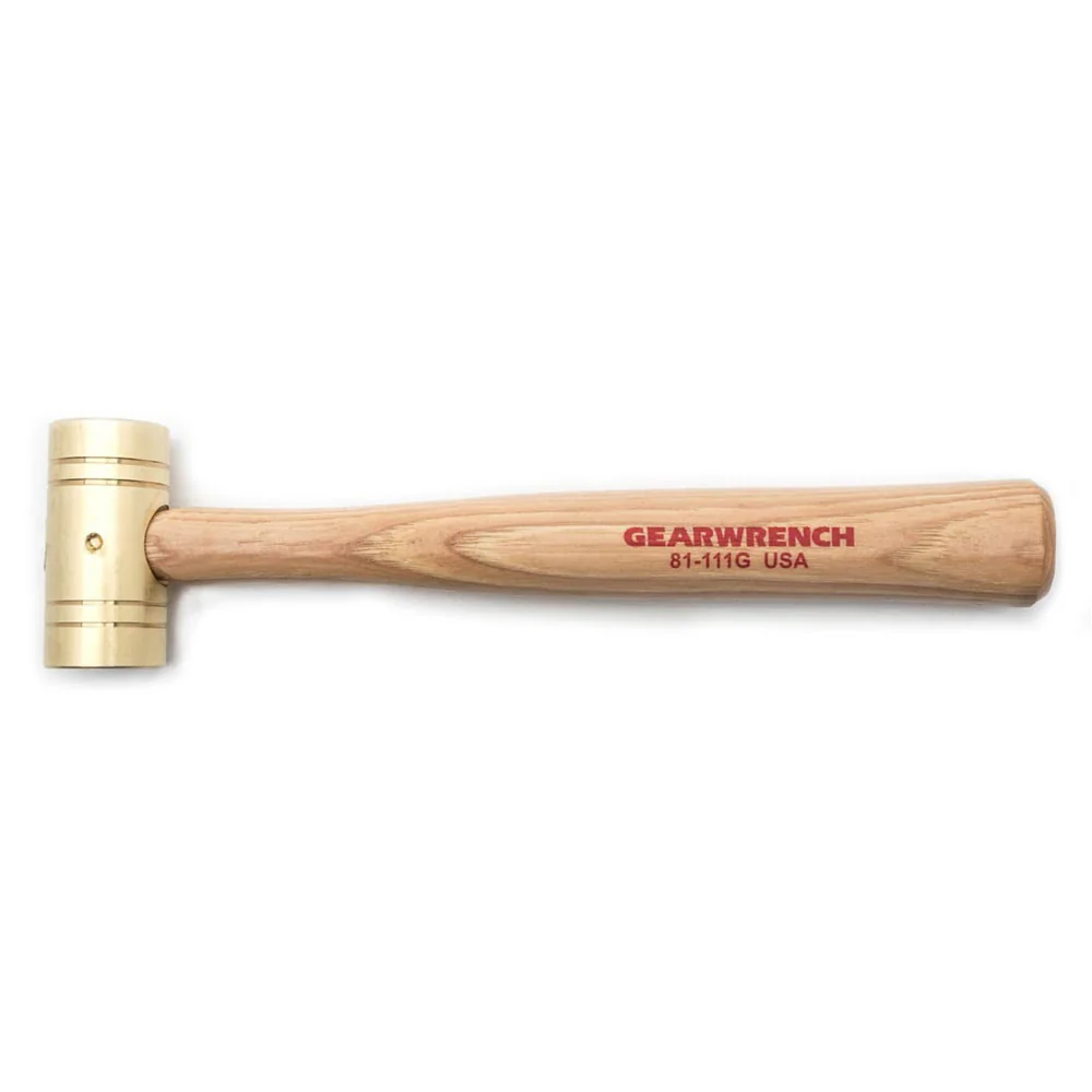 GearWrench 81-111G 1 lbs Brass Hammer with Hickory Handle - Mactool Shop