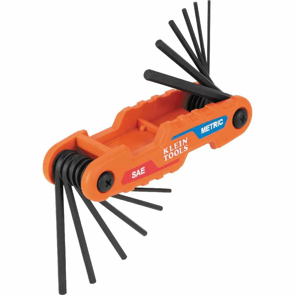 Klein 70590 Compact Folding Hex Key Set, 12-Key, SAE, Metric Sizes - Mactool Shop