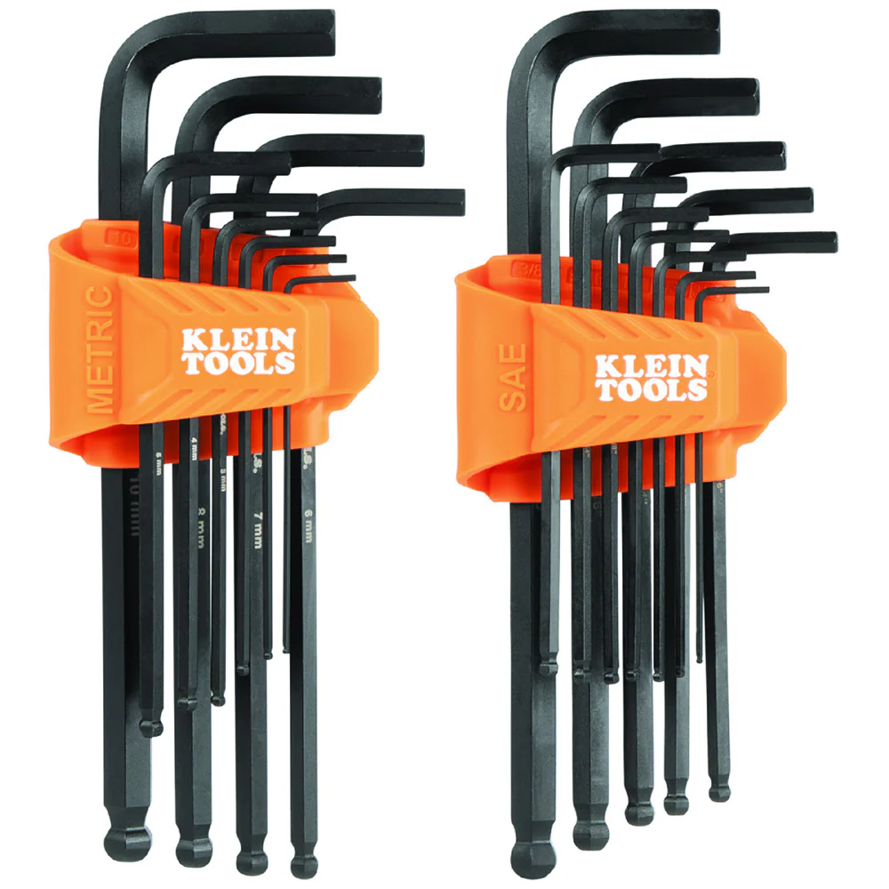 Klein BLS22 Long Ball End Hex Key Set, SAE and Metric, 22-Piece - Mactool Shop