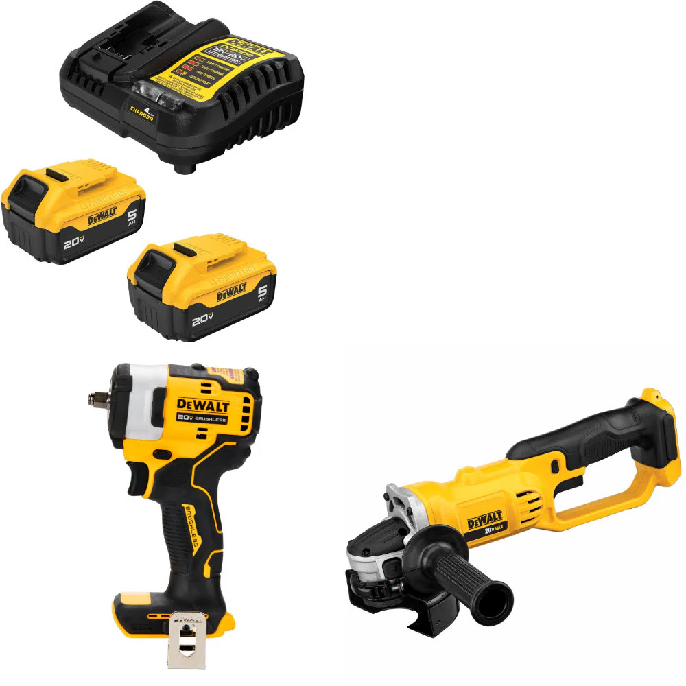 DeWalt DCB205-2C 20V Starter Kit W/ DCF913B 20V Impact Wrench & Cut-Off Tool - Mactool Shop