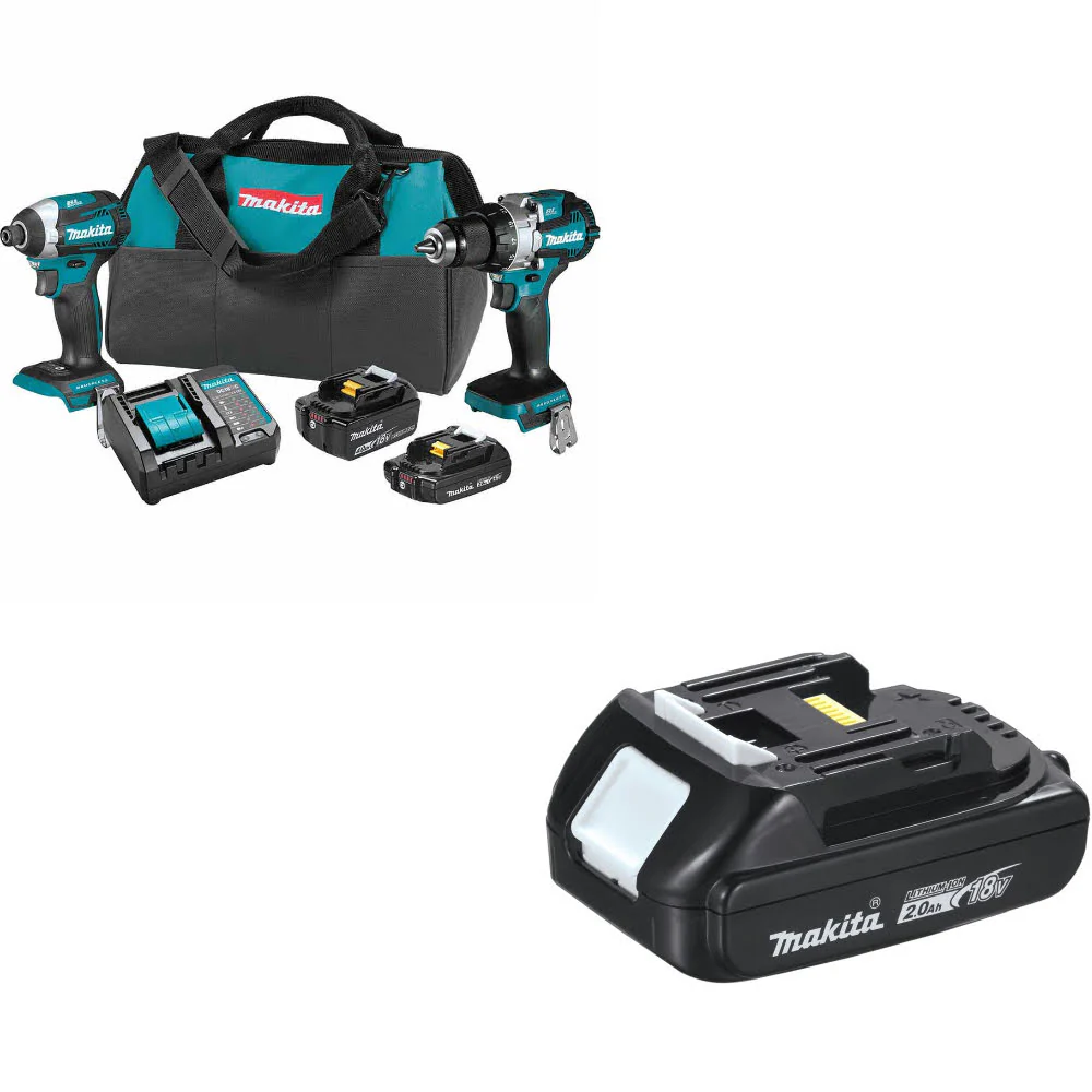 Makita XT296SMR 18V LXT Li-Ion 2-Pc. Combo Kit W/ FREE BL1820B 18V 2.0Ah Battery - Mactool Shop