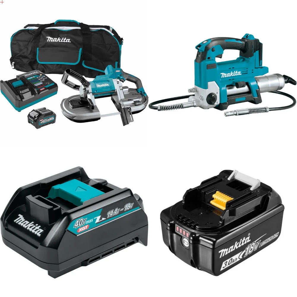 Makita GBP01M1 40V max XGT Band Saw Kit W/ FREE Grease Gun, Adapters & Battery - Mactool Shop
