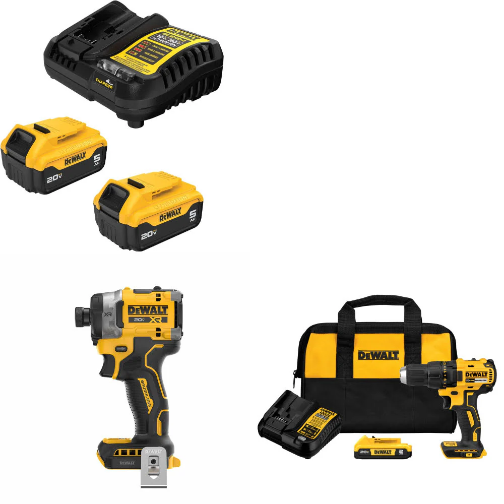 DeWalt DCB205-2C 20V MAX Starter Kit W/ DCF860B Impact Driver & Drill/Driver Kit - Mactool Shop