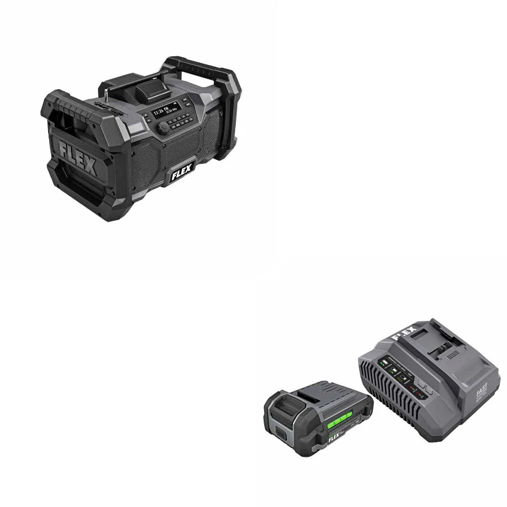 Flex FX5351-Z 24V Jobsite Radio, Bare Tool W/ FREE FX0411-1A 2.5Ah Starter Kit - Mactool Shop