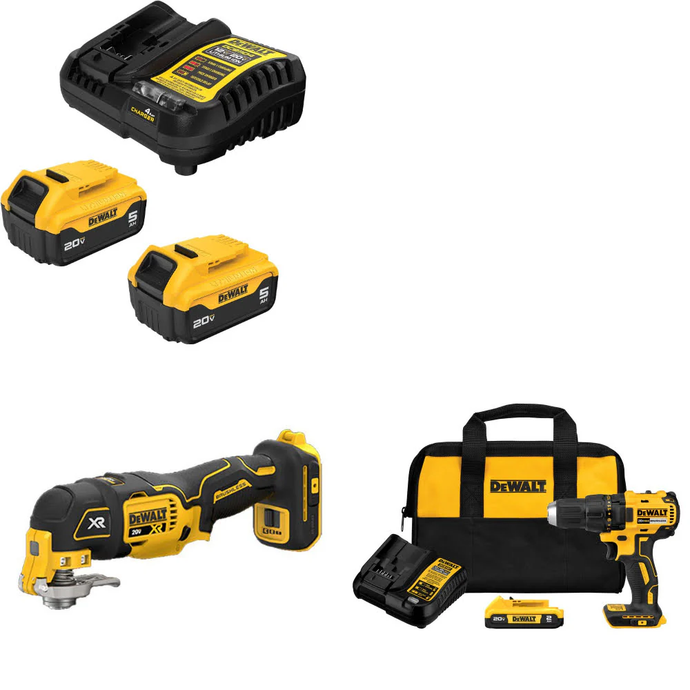 DeWalt DCB205-2C 20V Starter Kit W/ DCS356B 20V Multi-Tool & Drill/Driver Kit - Mactool Shop