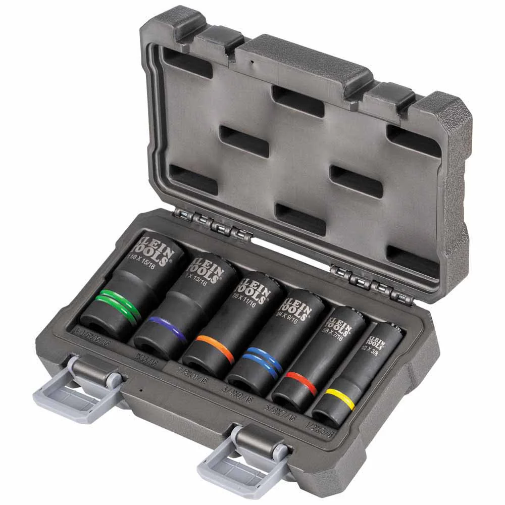 Klein 66090 2-In-1 Slotted Impact Socket Set, 12-Point, 6-Piece - Mactool Shop