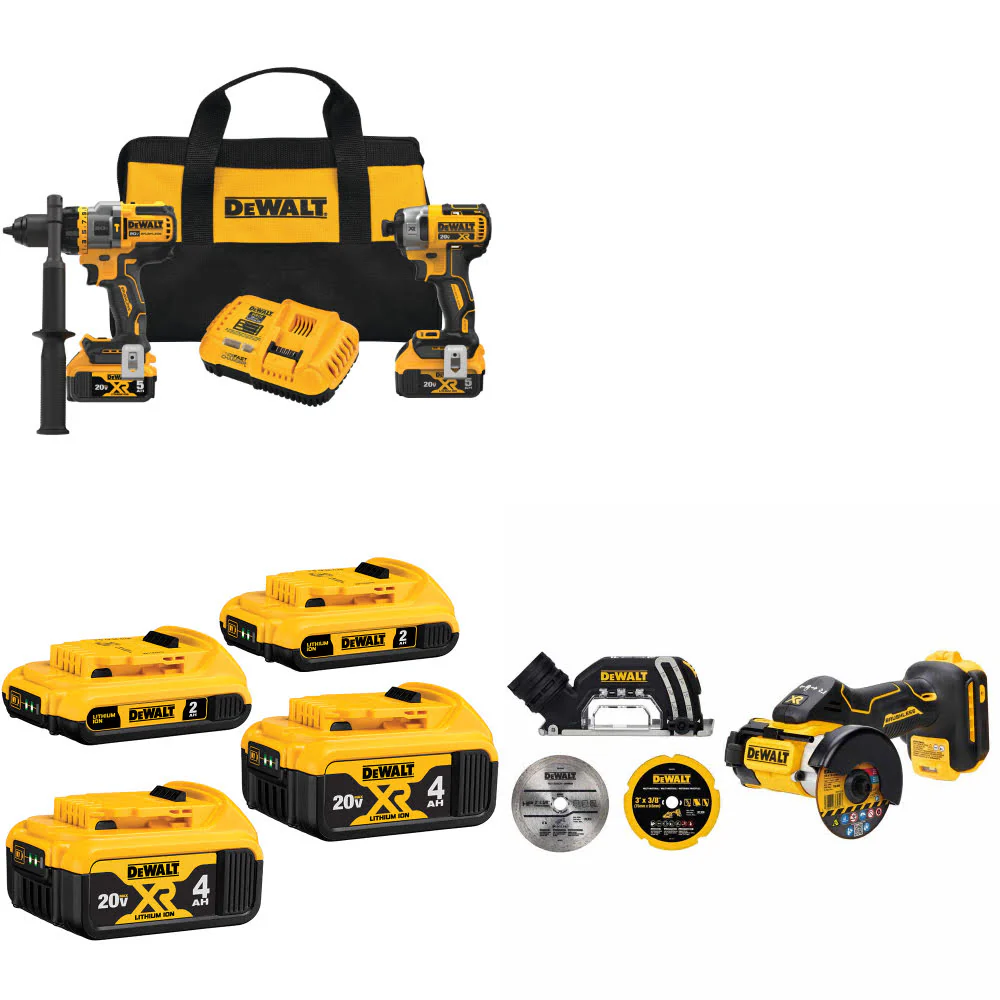 DeWalt DCK2100P2 20V MAX 2-Tool Combo Kit W/ 20V Battery-4Pk & FREE Cut-Off Tool - Mactool Shop