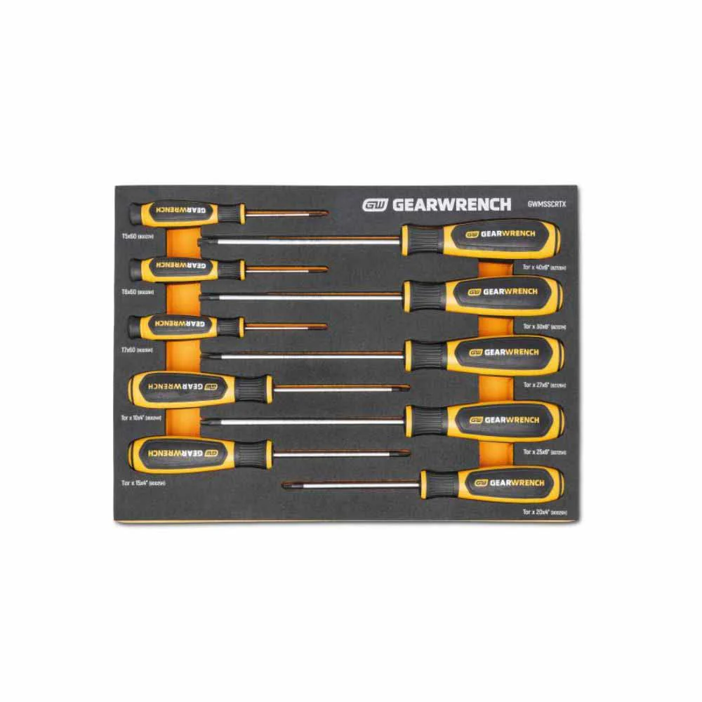 Gearwrench GWMSSCRTX 10 Piece Torx® Dual Material Screwdriver Set in Foam Storage Tray - Mactool Shop