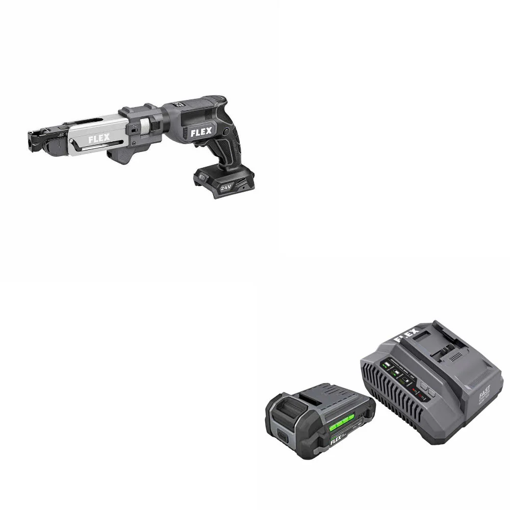 Flex FX1611-Z 24V Drywall Screw Gun W/ FREE FX0411-1A 2.5Ah Lithium Starter Kit - Mactool Shop