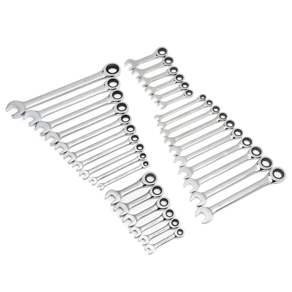 GearWrench 39327 SAE/Metric 72-Tooth Combination Ratcheting Wrench Tool Set (32-Piece) - Mactool Shop