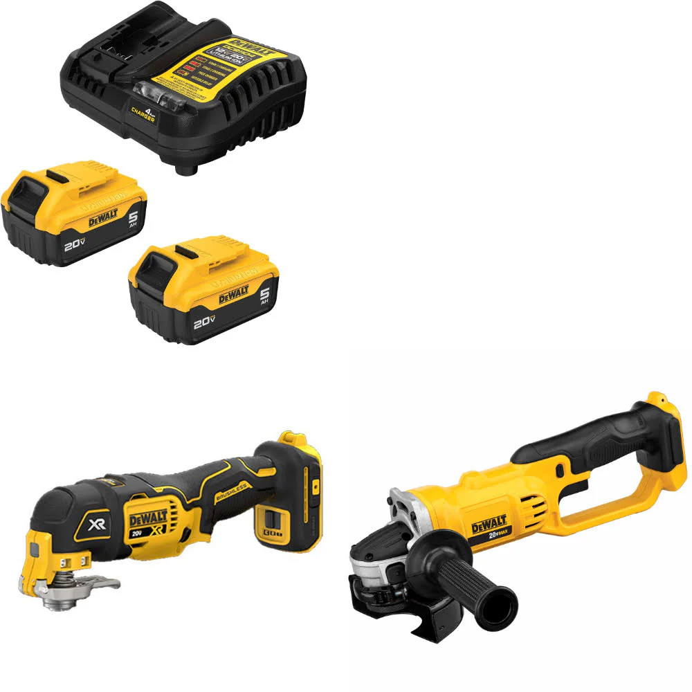 DeWalt DCB205-2C 20V Starter Kit W/ FREE DCS356B 20V Multi-Tool & Cut-off Tool - Mactool Shop