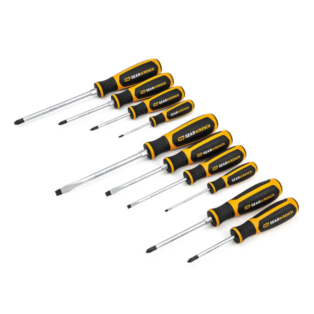 GearWrench 80060H 10 Pc. Phillips/Slotted/Pozidriv Dual Material Screwdriver Set - Mactool Shop