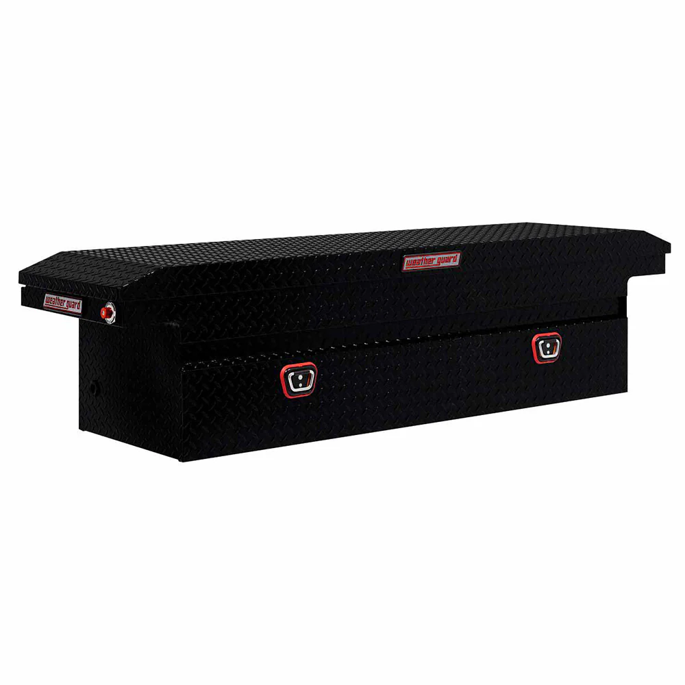 Weather Guard 121-5-03 Model 121-5-03 Saddle Box, Aluminum, Full Low Profile, Gloss Black, 10.2 Cu. Ft. - Mactool Shop