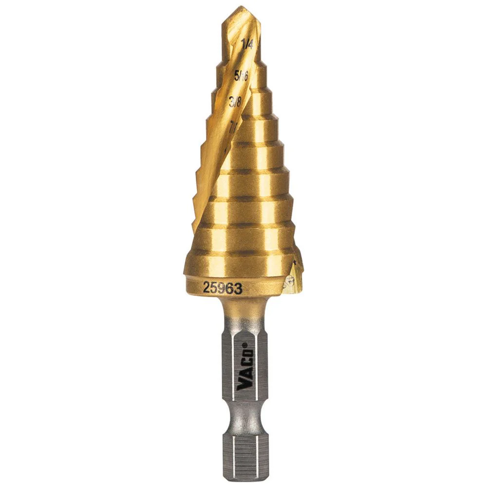 Klein 25963 Step Drill Bit, Spiral Double-Fluted, 1/4