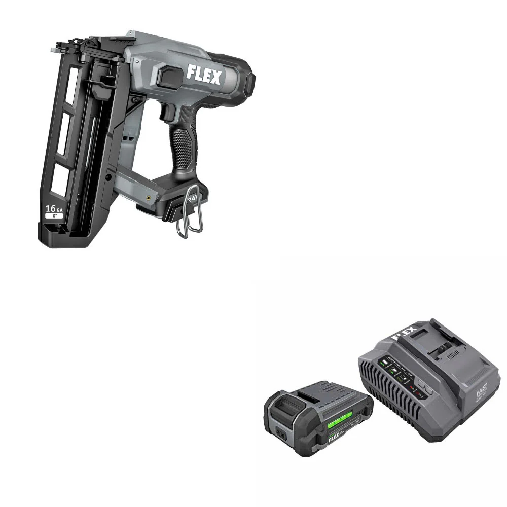 Flex FX4321A-Z 16Ga Angled Nailer, Bare W/ FREE FX0411-1A 2.5Ah Starter Kit - Mactool Shop